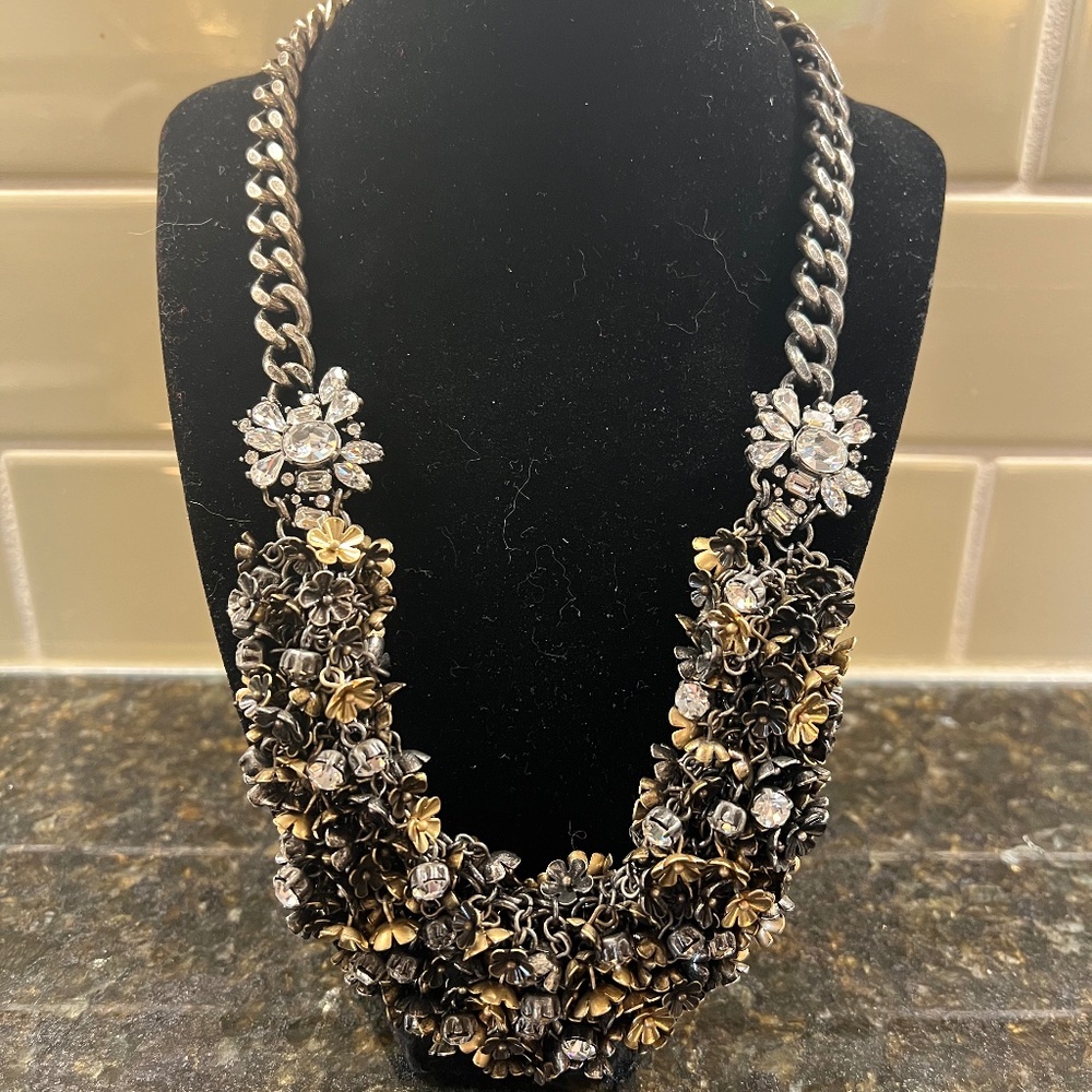 RARE J. CREW RHINESTONE AND CHAINMAIL STATEMENT NECKLACE